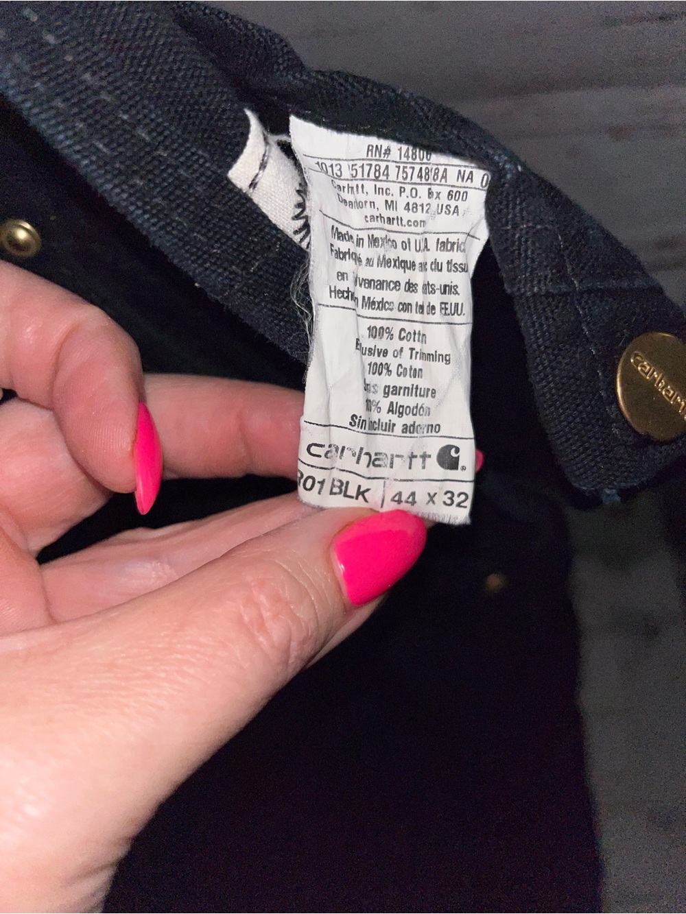 Carhartt Black Canvas Bib Overalls with Logo Patch - Picture 9 of 9